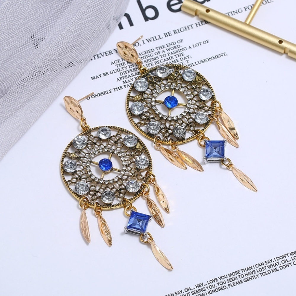 *DELICIA* Gold x Blue Fashion Dangle Earrings